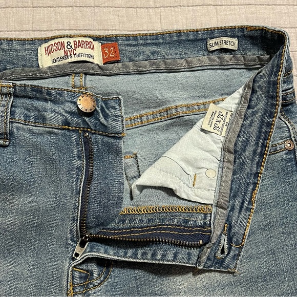 Hudson & Barrow Jeans Men's 32x31 Slim Stretch Blue Denim Whiskered Pants - Picture 7 of 9